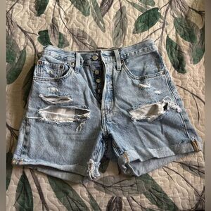 Levi's Light Blue Distressed Jean Shorts W26